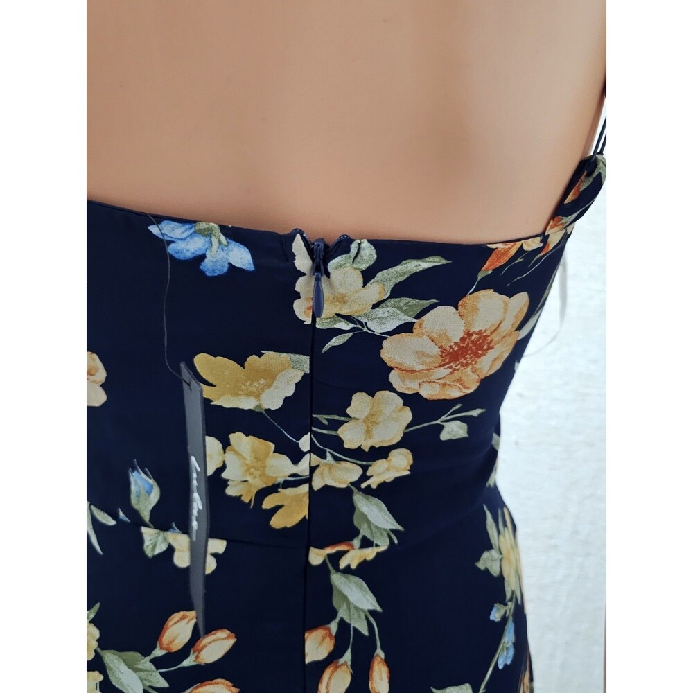 LULUS Remarkable Arrival Navy Blue Floral Sleeveless Maxi Dress Size XS New Flaw - Picture 7 of 13